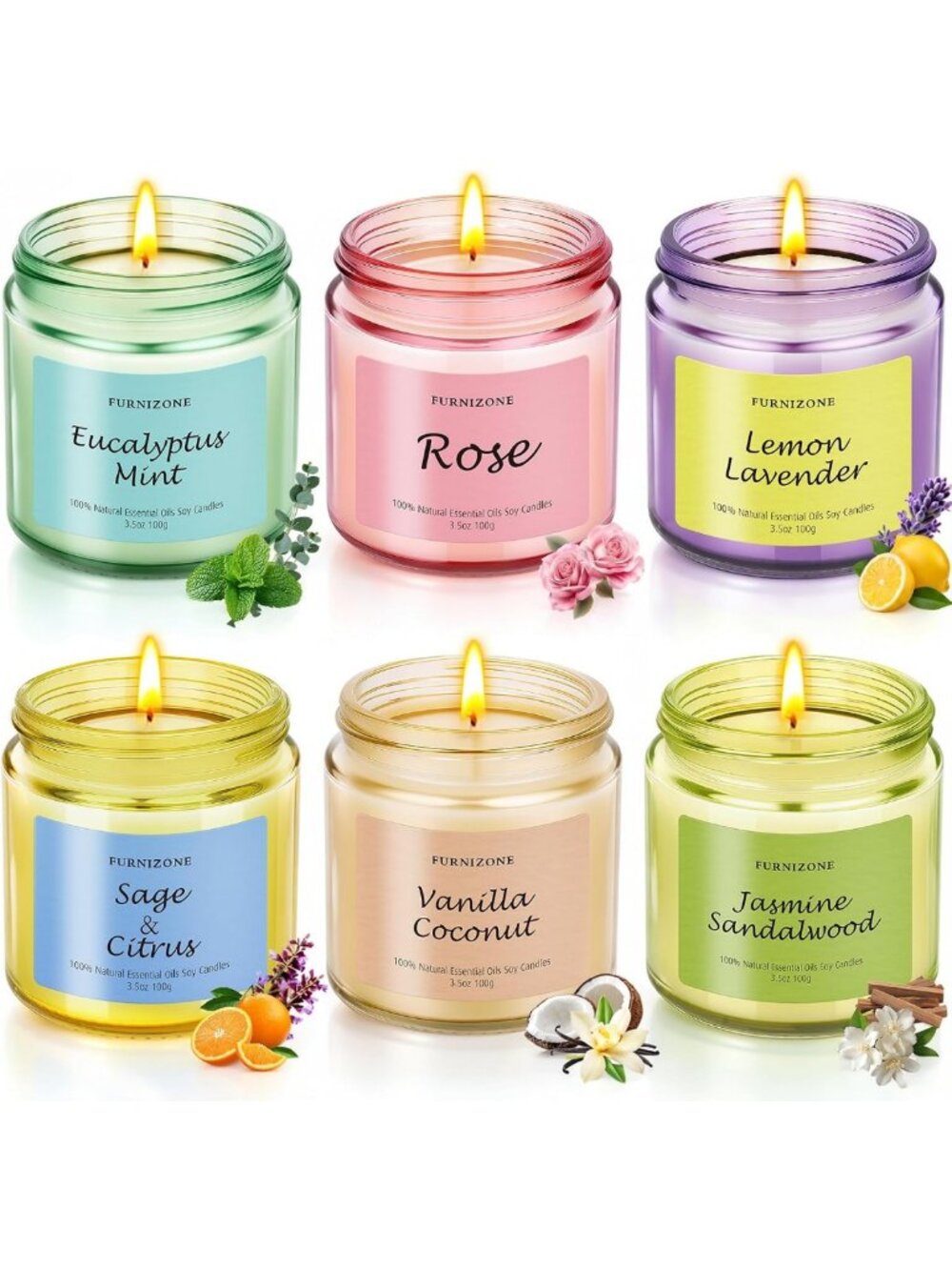 Scented Soy Wax Candles Set - 6 Pack Aromatherapy Gift for Home & Relaxation